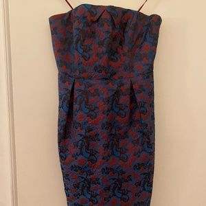 Anthropologie leifnotes brocade cocktail strapless dress